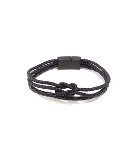 Infinity Knot Siyah Çoklu Örgü Erkek Bileklik – Çelik Kilitli Modern Tasarım