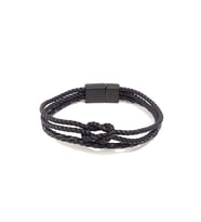 Infinity Knot Siyah Çoklu Örgü Erkek Bileklik – Çelik Kilitli Modern Tasarım
