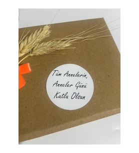 Anneler Günü Siyah El Yazılı Yuvarlak Yapışkanlı Etiket 4x4 cm 120 adet