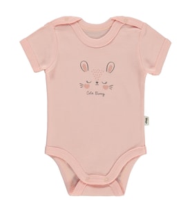 Civil Baby Cute Bunny Baskılı 1-36 Ay Çıtçıtlı Badi - Sarı 3-6 Ay (Pembe)