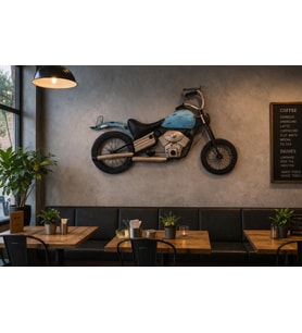 Retro Vintage Metal Motosiklet Duvar Dekoru Büyük Boy 100 cm Cafe Bar Salon Ofis Duvar Süsü Endüstriyel Tasarım