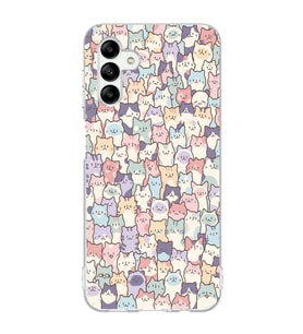 Samsung Galaxy A04S Uyumlu Sevimli Kediler Desenli Şeffaf Telefon Kılıfı