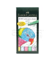 Faber Castell 6 Pitt Artist Pen Fırça Uçlu Çizim Kalemi Pastel 167163
