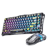 GravaStar Mercury K1 Lite+M2 Kablosuz RGB Işıklı Mekanik Q Gaming Klavye ve Optik Mouse Seti, Şeffaf Siyah