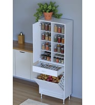 Eliusta Rule Sepetli Banyo/Mutfak Dolabı 60 cm Genişliğe Sahip 60x171x32,5 cm Bir Sepetli Beyaz Dolap