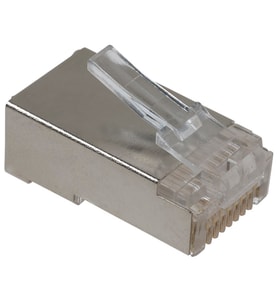 Modüler Fiş, Cat. 5E, RJ45, 8P8C, Zırhlı (Shielded), Yuvarlak Kablo Tipi, Altın Kaplama Kalınlığı 0,6µ