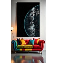 SAMANYOLU İÇİNDE GEZEGEN Ev Duvar Salon Güzellik Salonu Ofis Dükkan Dekarasyon Kanvas Tablo (Çok Renkli)