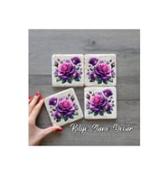 bilge tasarım Stone Decor Taş Bardak Altlığı 4'lü Set 10x10x1 Cm desenli