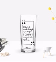 BK Gift Kişiye Özel Renkli Baskılı Rakı Cevabı Bulmak İçin Değil Tasarımlı Rakı Bardağı-1 (Beyaz)