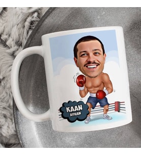 Kişiye Özel Boksör Karikatürlü Kupa Bardak
