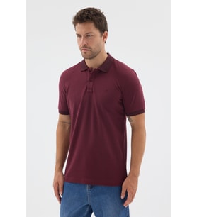 Bordo Polo Yaka Pike Kısa Kol Slim Fit %100 Pamuk Tişört 1011260171