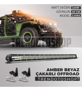240w 65 Cm Çift Sıra 5 Modlu Turuncu Beyaz Off Road Led Bar