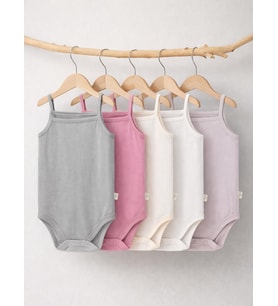 Civil Baby 5 li Basıc İp Askılı 0-36 Ay Çıtçıtlı Badi - Pembe