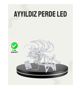 Mey İthalat® Prizli Yıldız Ay Perde LED Işık Ev ve Organizasyon Dekoru