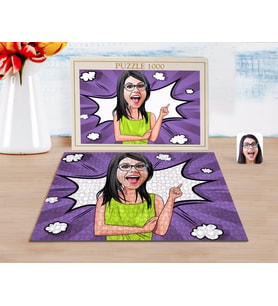 BK Gift Kişiye Özel Kadın Karikatürlü 1000 Parça Profesyonel Puzzle-19