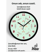 İsme Özel Unicorn ve Gökkuşağı Çocuk Odası Duvar Saati Orta Boy 30 cm Siyah Camlı Sessiz