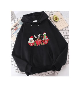 Grinch Yeni Yıl Kapşonlu Sweatshirt (Siyah)