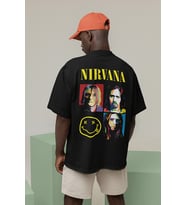 Nirvana Müzik Grubu Baskılı Unisex Oversize Rock Metal Tişört