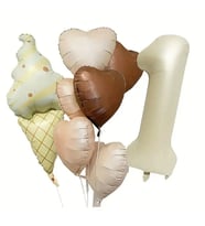 Retro  Kalp 1 Yaş Folyo Balon Set