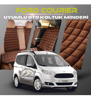 Ford Courier Kahverengi Renk Tay Tüyü Cepli & Terletmez Sırtlı Oto Koltuk Minder Seti - Koltuk Koruma Kılıfı (ÖN & ARKA TAM SET)