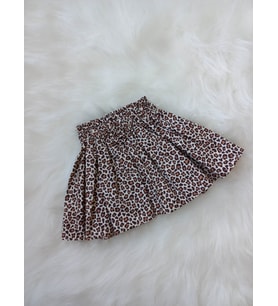 Leopar Desenli Paperbag Etek (%100 PAMUK POPLİN KUMAŞ)