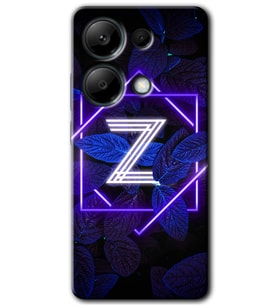 Poco M6 Pro Kılıf HD Desen Baskılı Kılıf - Dark Neon Yaprak Z Harfi