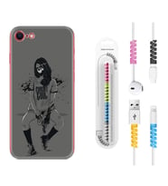 Apple iPhone 5 6 7 8 Plus Se XR Kılıf Kablo Koruma Spiral Silikon Purest Evil 1627