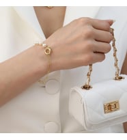 925 Ayar Gümüş Creamrose Tatlısu İncisi Bileklik-7mm (Gold)