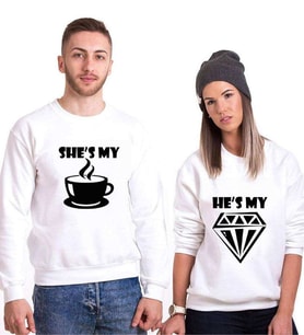 Tshirthane Kahve Elmas Sevgili Kombinleri Sweatshirt Kombini (Tek Ürün Fiyatıdır.)