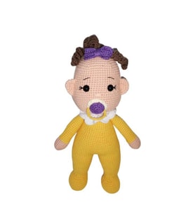 Sarı Kız Emzikli Tombiş Bebek Amigurumi Organik Oyuncak