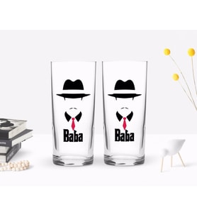 BK Home Renkli Baskılı Godfather Baba Tasarımlı İkili Rakı Bardağı Seti-11 (Beyaz)