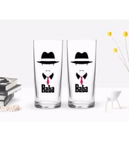 BK Home Renkli Baskılı Godfather Baba Tasarımlı İkili Rakı Bardağı Seti-11 (Beyaz)