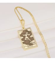Kişiye Özel 925 Ayar Gümüş The Fool Tarot Kart Kolye (Gold)