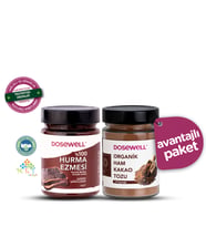 Dosewell %100 Doğal Hurma Ezmesi 600 gr ve Organik Sertifikalı Ham Kakao Tozu 140 gr 2'li Paket