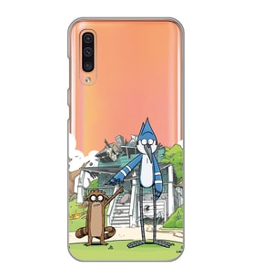 Samsung Galaxy A50 - A30S - A50S Uyumlu Mordecai ve Rigby Tasarımlı Şeffaf Telefon Kılıfı