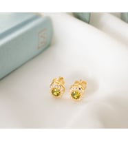 925 Ayar Gümüş Ağustos Ayı Doğum Taşı ( Peridot ) Küpe