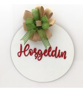 Lora Davet Ahşap Kapı Süsü Hoşgeldiniz (1 Adet) Beyaz - 54263