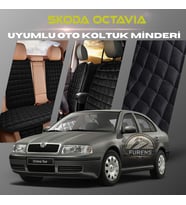 Skoda Octavia Siyah Renk Tay Tüyü Cepli & Terletmez Sırtlı Oto Koltuk Minder Seti - Koltuk Koruma Kılıfı (ÖN & ARKA TAM SET)