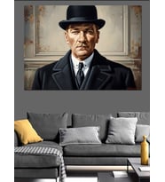 Şık Mustafa Kemal Atatürk Portresi Dekoratif Kanvas - Mdf Ahşap Tablo