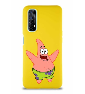 Realme 7 Soft Premier Kapak Patrick Yıldız Tasarımlı Silikon Kılıf - Sarı (Şeffaf)