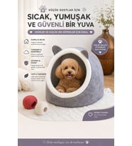 Peluş Kapalı Yatak, Katlanabilir Evcil Hayvan Kulübesi 38x43x38 cm