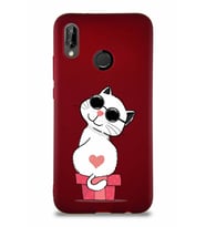 Huawei P20 Lite Soft Premier Kapak Coolcat Tasarımlı Silikon Kılıf - Mürdüm (Şeffaf)