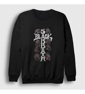 Presmono Unisex Siyah Skulls Black Sabbath Sweatshirt 18153tt