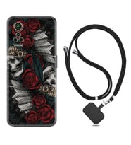 General Mobile GM 21 Pro GM 22 Pro Plus Kılıf Boyun Askılı Silikon Skull Rose 1673