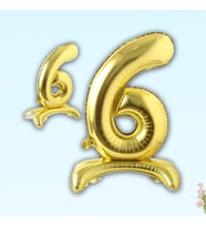 6 Rakam Ayaklı Folyo Balon, 65 cm - Altın (STD)