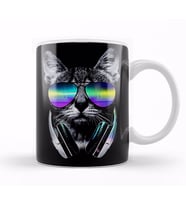 Havalı DJ Cool Kedi Kupa Bardak Porselen