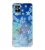 PrintiFy Oppo A54 Uyumlu Kamera Korumalı Floral Mavi Tasarımlı Şeffaf Silikon Kılıf