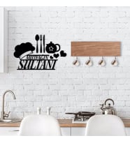 BK Home Doğal Ahşap Dekoratif Fincan Askılığı ve Mutfak Duvar Süsü-8 (Siyah)