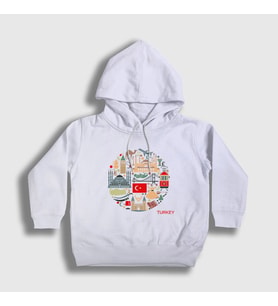 Presmono Unisex Çocuk Beyaz Tourist Turist İstanbul Türkiye Turkey Kapüşonlu Sweatshirt 499767tt
