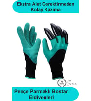 Pençeli Toprak Kazma Bahçe Eldiveni ABS Plastik Tırnaklı Kauçuk Kaplı Polyester Dikim Eşme Kazıma İç